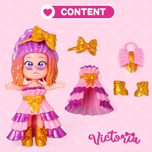 KOOKYLOOS Golden Gala Victoria: Bambola Collezionabile con 3 Volti e Accessori Moda