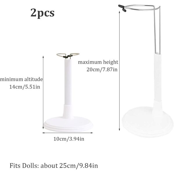 Supporto regolabile per bambole da 25 cm - 2 pezzi stabile e protettivo bianco