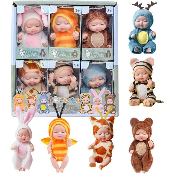 Set mit 6 realistischen und weichen Miniatur-Rebornpuppen – Lernspielzeug für Kinder
