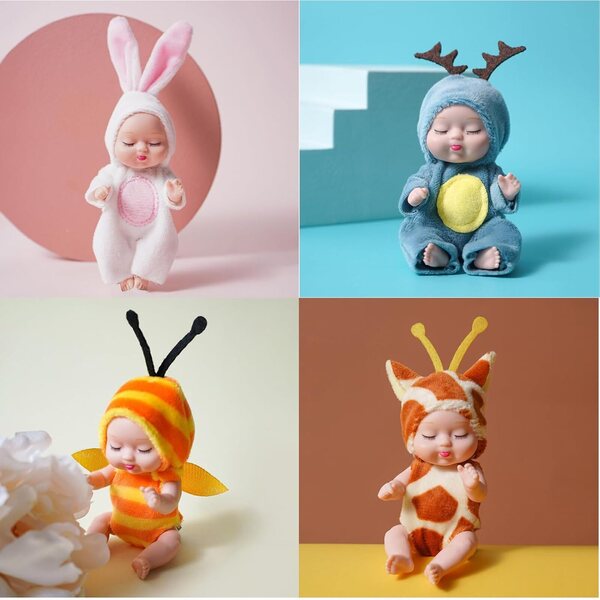 Set mit 6 realistischen und weichen Miniatur-Rebornpuppen – Lernspielzeug für Kinder
