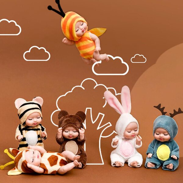 Set mit 6 realistischen und weichen Miniatur-Rebornpuppen – Lernspielzeug für Kinder
