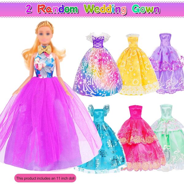 ebuddy 29,2 cm große Puppe mit Kleiderschrank, Prinzessinnenkleidung und Modeaccessoires für Mädchen