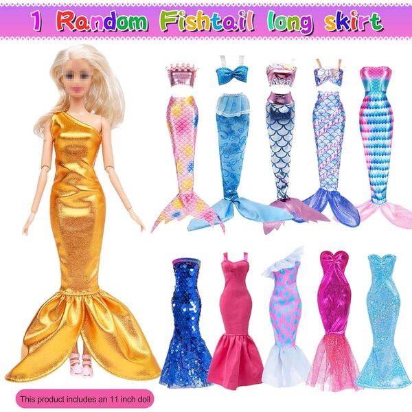 ebuddy 29,2 cm große Puppe mit Kleiderschrank, Prinzessinnenkleidung und Modeaccessoires für Mädchen