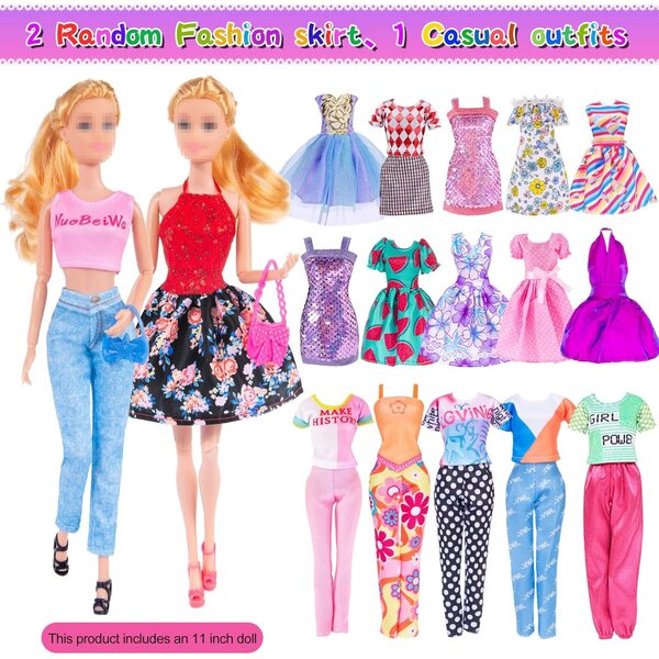 ebuddy 29,2 cm große Puppe mit Kleiderschrank, Prinzessinnenkleidung und Modeaccessoires für Mädchen