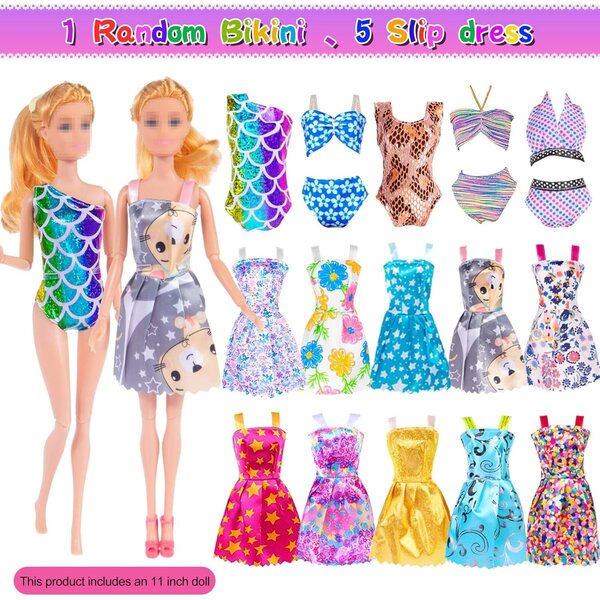 ebuddy 29,2 cm große Puppe mit Kleiderschrank, Prinzessinnenkleidung und Modeaccessoires für Mädchen
