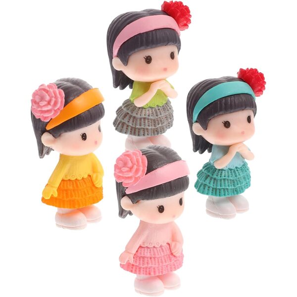 Garneck 4 Statua Miniatura Ragazza Kawaii per Decorazioni Torte, Giardino e Casa