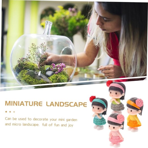 Garneck 4 Statua Miniatura Ragazza Kawaii per Decorazioni Torte, Giardino e Casa
