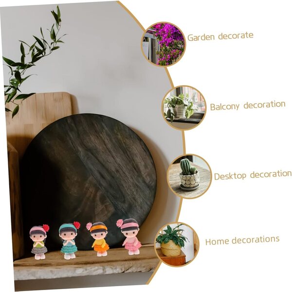 Garneck 4 Statua Miniatura Ragazza Kawaii per Decorazioni Torte, Giardino e Casa