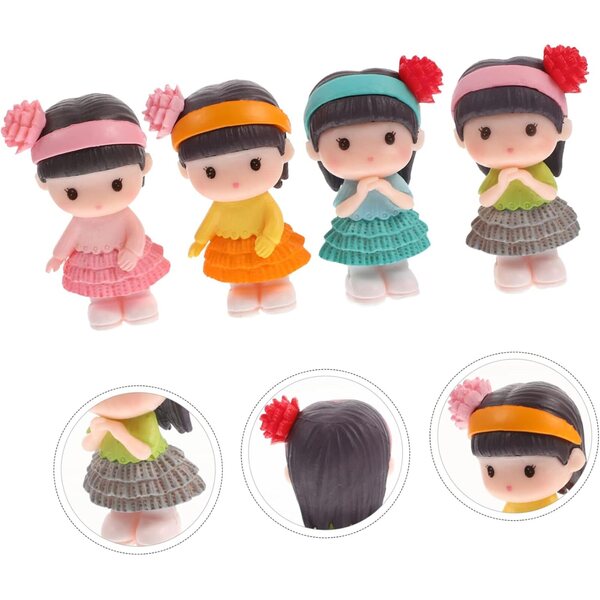 Garneck 4 Statua Miniatura Ragazza Kawaii per Decorazioni Torte, Giardino e Casa
