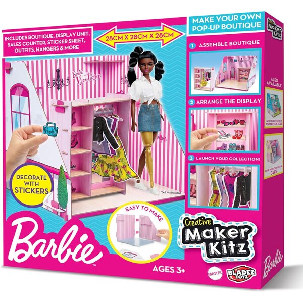 BLADEZ Barbie Pop Up Boutique – Anpassbares Modespielset mit Aufklebern und Zubehör