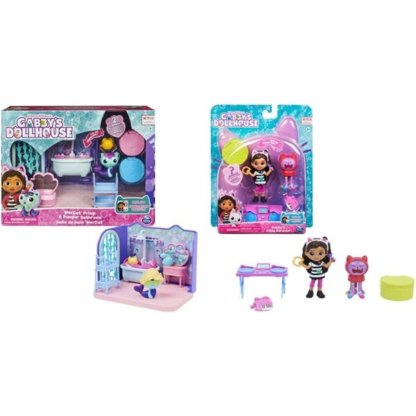 Gabbys Puppenhaus: Mini-Spielset, Siregattas Badezimmer und Mini-Karaoke-Set mit Gabby und DJ Catnip