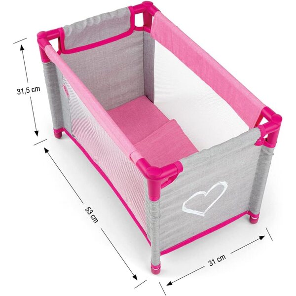 Milly Mally Set Accessori 3 in 1 per Bambole Elsa Prestige Rosa - Culla, Seggiolone e Borsa