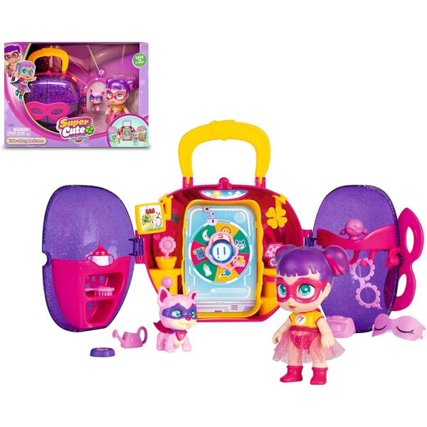 Supersüßes Mini-Spielset für kleine Babys mit Sisi-Superheldin-Puppe und transportablem Zubehör