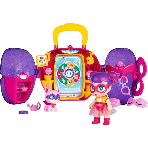 Supersüßes Mini-Spielset für kleine Babys mit Sisi-Superheldin-Puppe und transportablem Zubehör
