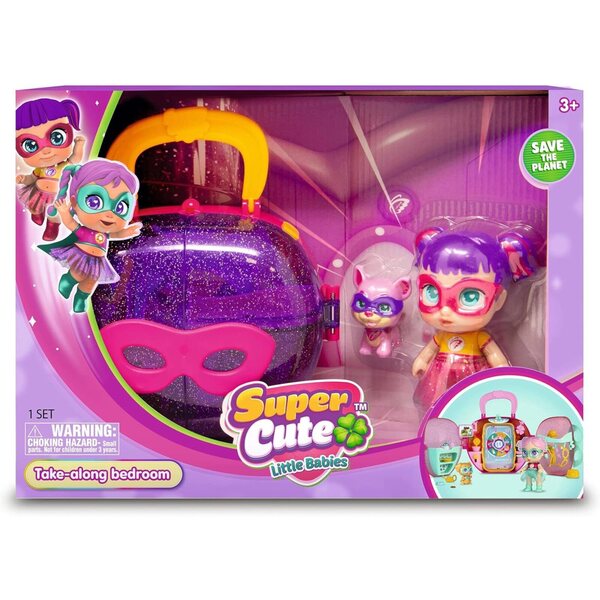 Supersüßes Mini-Spielset für kleine Babys mit Sisi-Superheldin-Puppe und transportablem Zubehör