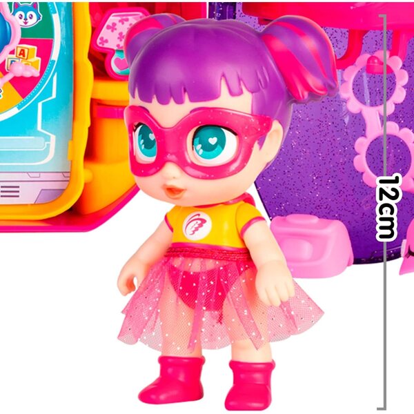 Supersüßes Mini-Spielset für kleine Babys mit Sisi-Superheldin-Puppe und transportablem Zubehör