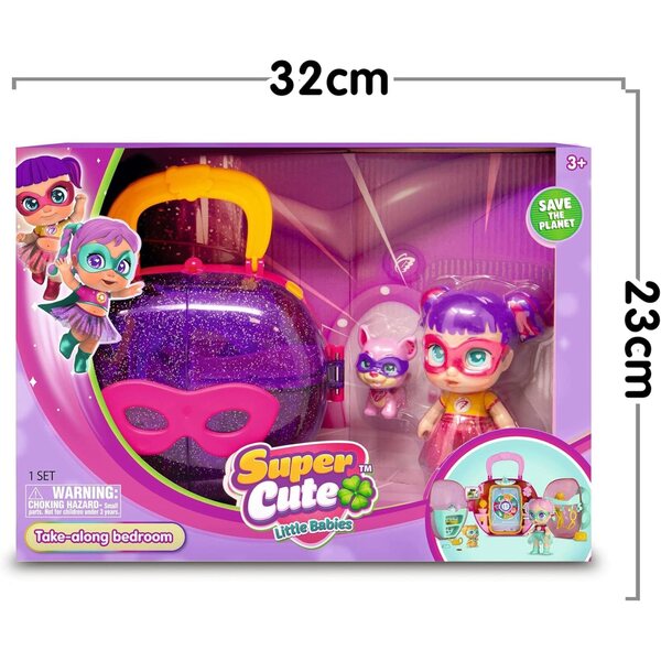 Supersüßes Mini-Spielset für kleine Babys mit Sisi-Superheldin-Puppe und transportablem Zubehör