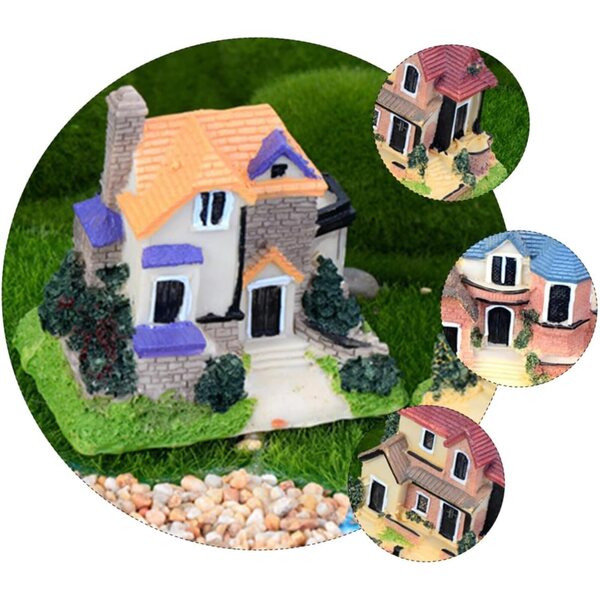 YARNOW Mini Villa in Resina per Giardino delle Fate e Casa delle Bambole 9x9x5 cm