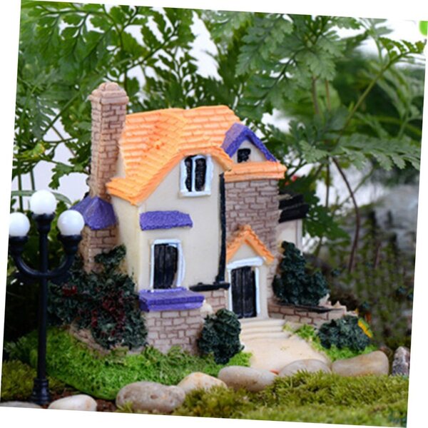 YARNOW Mini Villa in Resina per Giardino delle Fate e Casa delle Bambole 9x9x5 cm