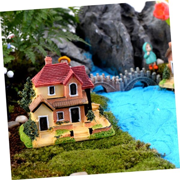 YARNOW Mini Villa in Resina per Giardino delle Fate e Casa delle Bambole 9x9x5 cm