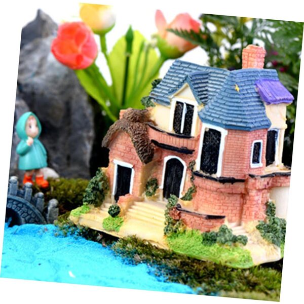 YARNOW Mini Villa in Resina per Giardino delle Fate e Casa delle Bambole 9x9x5 cm