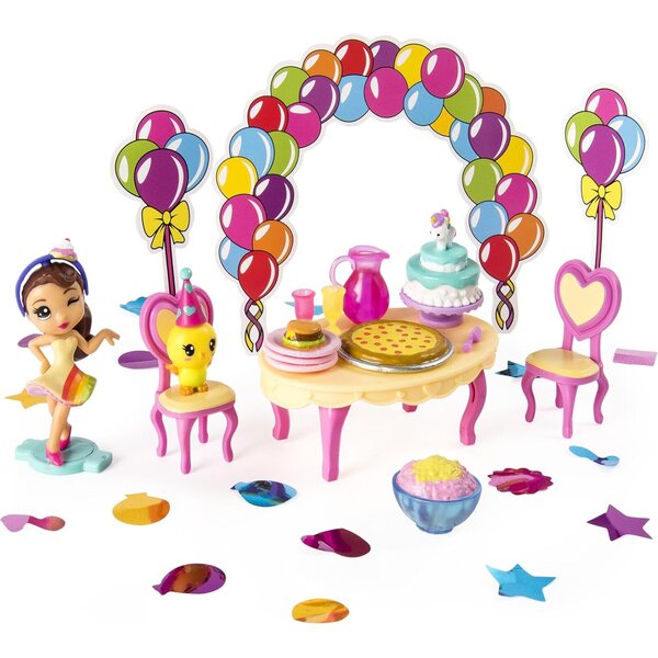Party Pop Teenies Bambola con Accessori, Cucciolo e Scenografia Pista da Ballo