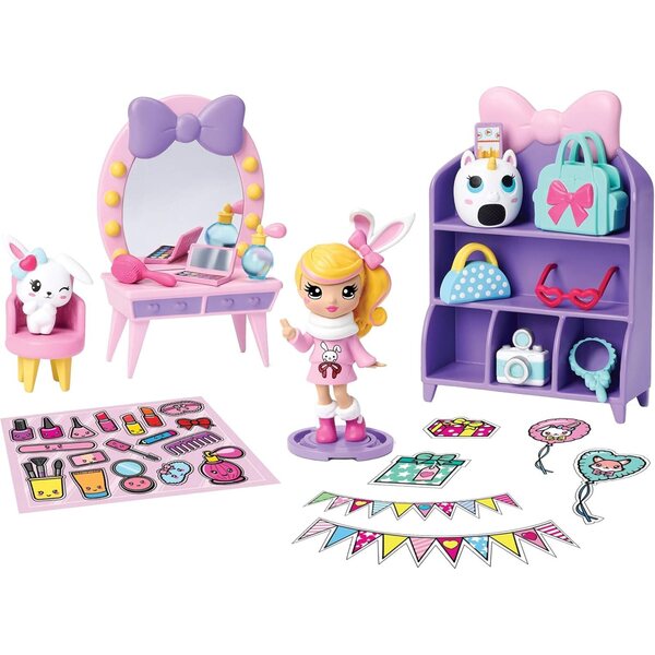 Party Pop Teenies Bambola con Accessori, Cucciolo e Scenografia Pista da Ballo