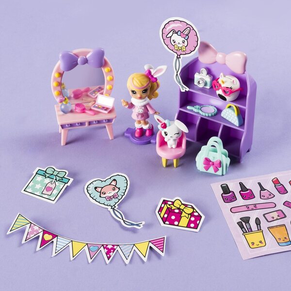 Party Pop Teenies Bambola con Accessori, Cucciolo e Scenografia Pista da Ballo
