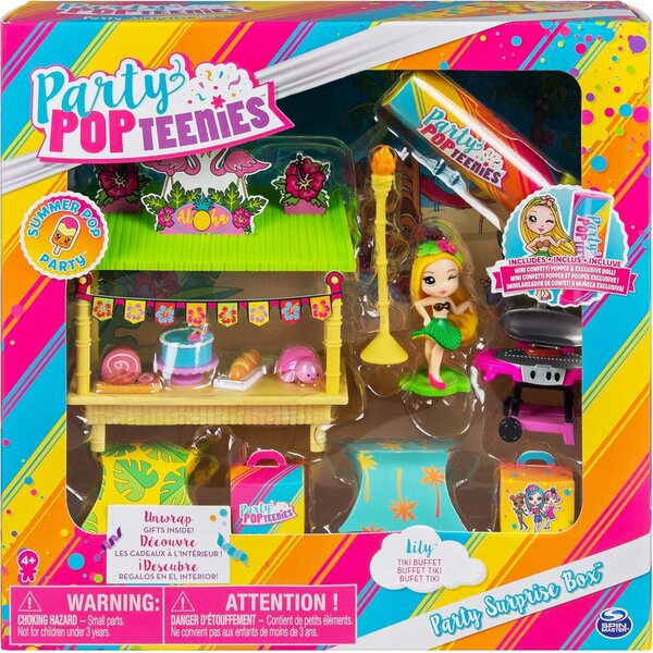 Party Pop Teenies Bambola con Accessori, Cucciolo e Scenografia Pista da Ballo