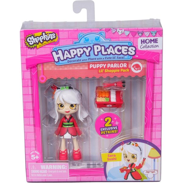 Shopkins Lil Shoppie Sara Sushi mit 2 Petkins und exklusivem Happy Places-Katalog