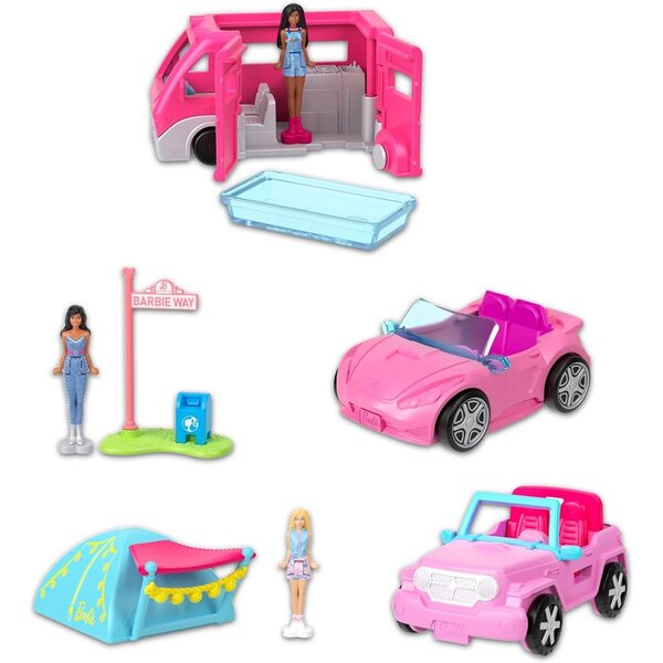 Barbie Mini Barbieland-Set mit 3 Fahrzeugen und Puppen, perfekt für Geschenke und Partys