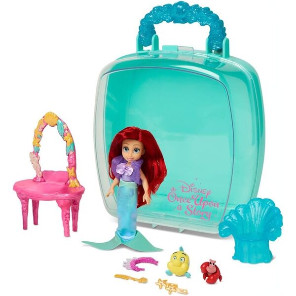 Ariel, die kleine Meerjungfrau, Disney Store, 12,7 cm große Puppe mit Zubehör und transparentem Gehäuse