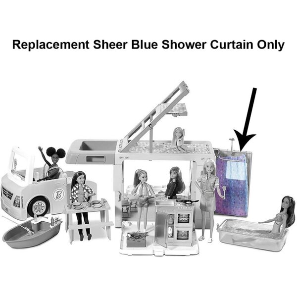 Ersatz-Duschvorhang in transparentem Blau für Barbie 3 in 1 Dream-Camper GHL93