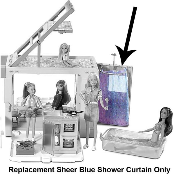Ersatz-Duschvorhang in transparentem Blau für Barbie 3 in 1 Dream-Camper GHL93