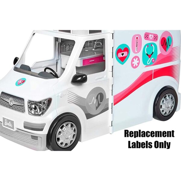 Adesivi ricambio originali per Barbie Care Clinic FRM19 - Foglio E etichette 31-39, 48, 49, 51