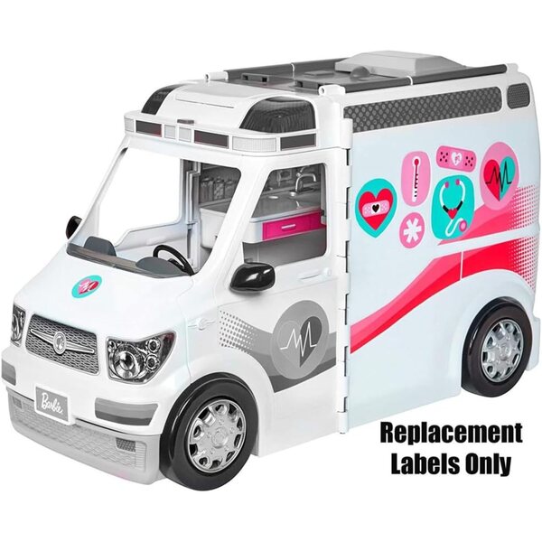 Adesivi ricambio originali per Barbie Care Clinic FRM19 - Foglio E etichette 31-39, 48, 49, 51