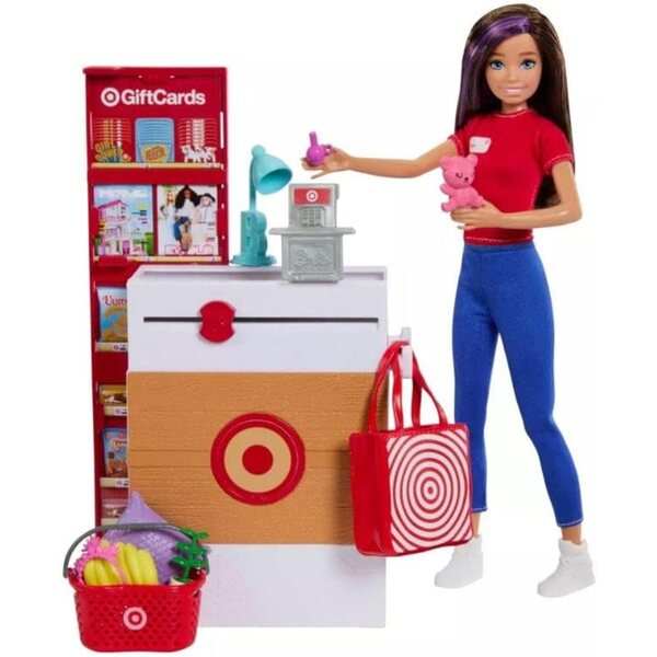 Barbie Skipper und Target Supermarkt-Set mit 25 Zubehörteilen und Kasse