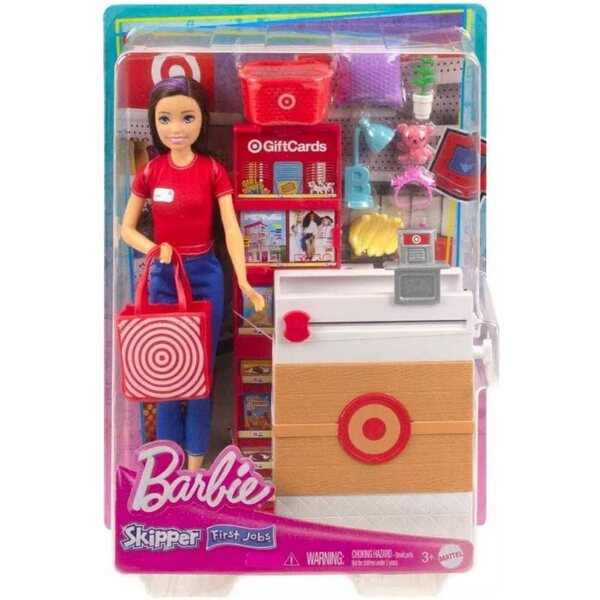 Barbie Skipper und Target Supermarkt-Set mit 25 Zubehörteilen und Kasse