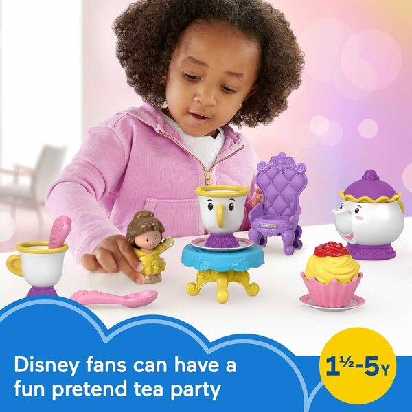 Fisher-Price Little People Disney Princess Time for Tea mit Belle, mehr als 10-teiliges Minispielset