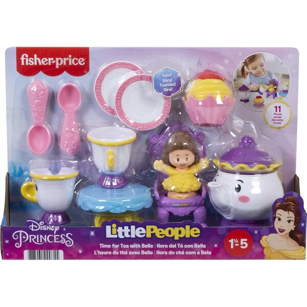 Fisher-Price Little People Disney Princess Time for Tea mit Belle, mehr als 10-teiliges Minispielset