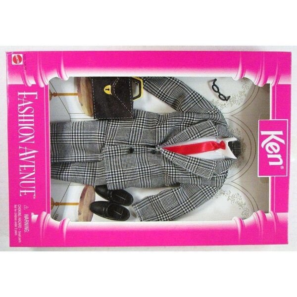 Schwarz-weißes Kleid von Ken Fashion Avenue 1996 mit komplettem Zubehör