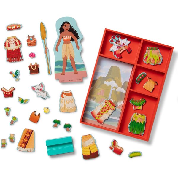 Melissa & Doug Disney Princess Moana – Magnetische Holzpuppe mit mehr als 30 Teilen