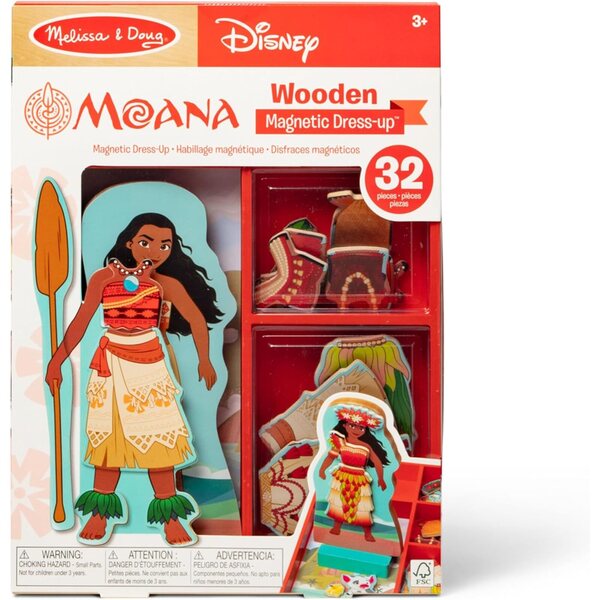 Melissa & Doug Disney Princess Moana – Magnetische Holzpuppe mit mehr als 30 Teilen