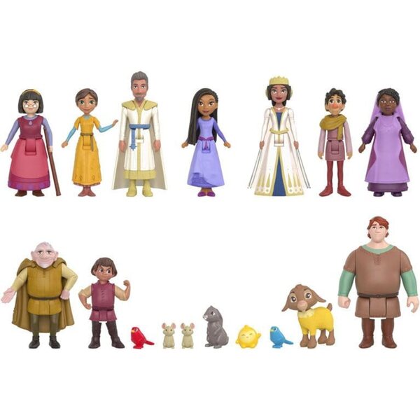 Disney's Wish Kingdom of Rosas Puppenset: 10 gegliederte Minipuppen und 5 Freunde