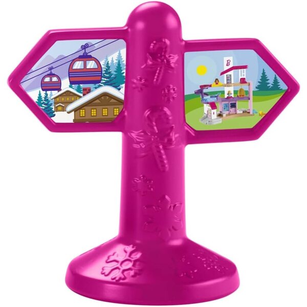 Cartello di direzione pista da sci rosa ricambio originale Fisher-Price Little People HMK85