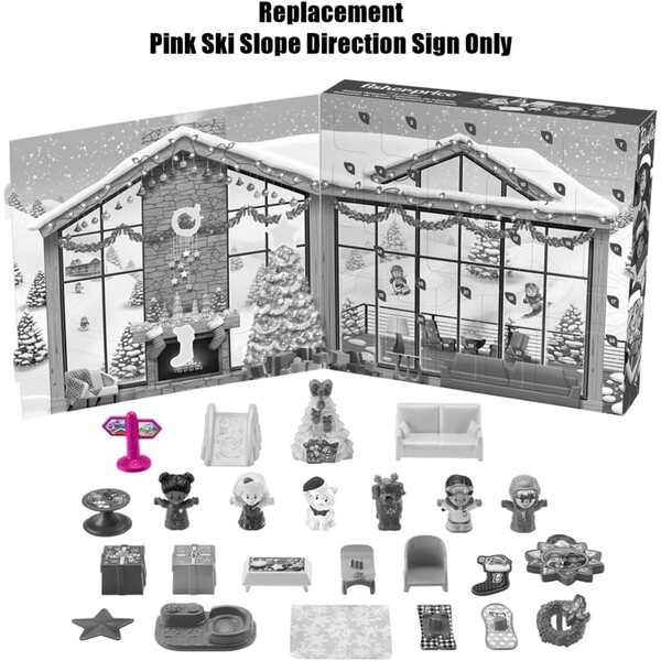 Cartello di direzione pista da sci rosa ricambio originale Fisher-Price Little People HMK85