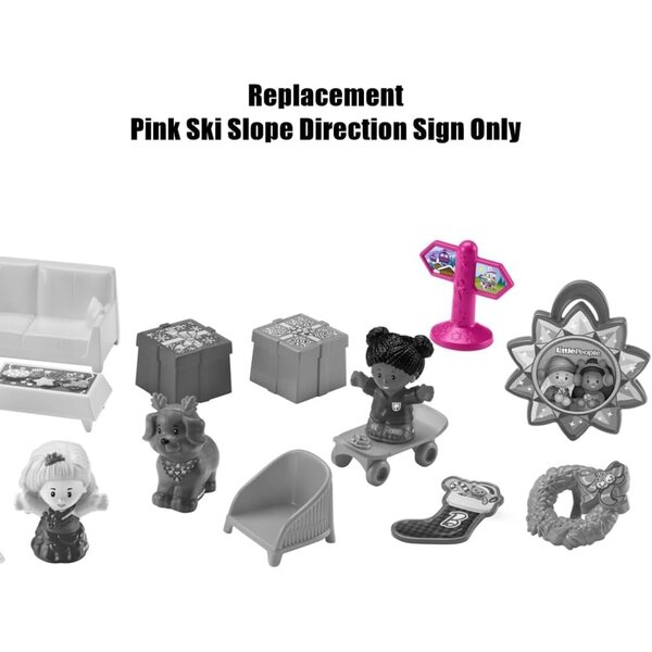 Cartello di direzione pista da sci rosa ricambio originale Fisher-Price Little People HMK85