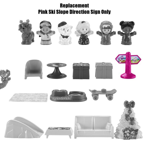 Cartello di direzione pista da sci rosa ricambio originale Fisher-Price Little People HMK85