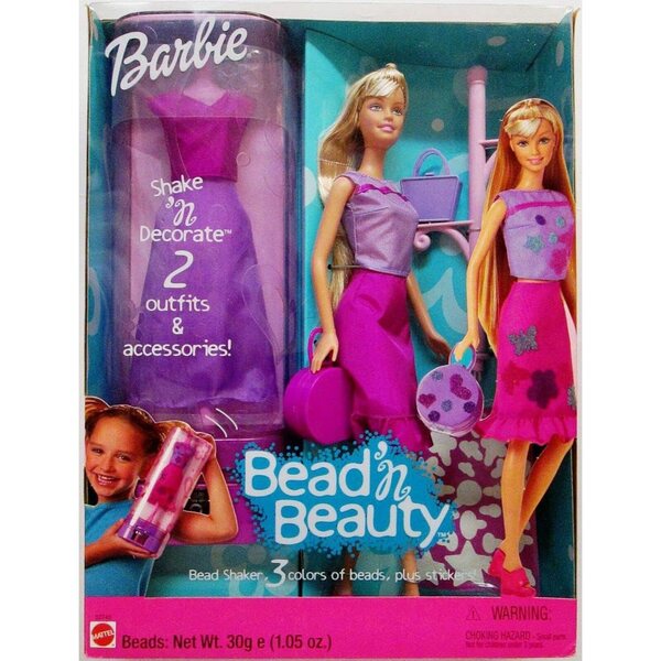 Barbie Bead n' Beauty 2001 mit 2 Kleidern, Accessoires und farbigen Perlen