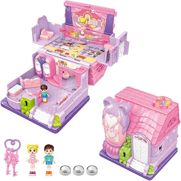 Mini casa delle bambole Principessa Castello con luci e suoni, gioco portatile per bambini 3+